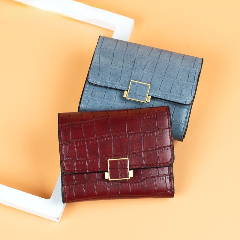 KAITIFEI Ví nữ mini cầm tay ngắn gập nhỏ gọn đẹp thời trang dễ thương cao cấp da giá rẻ nhiều ngăn bỏ túi