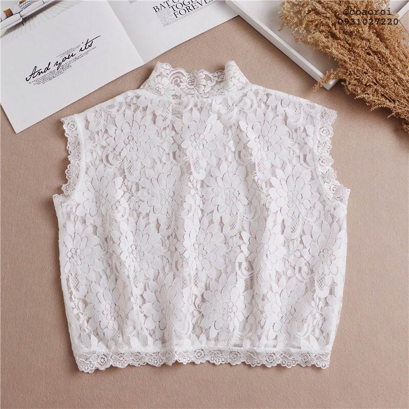 Áo croptop ren cổ giả mặc trong áo len - AO74