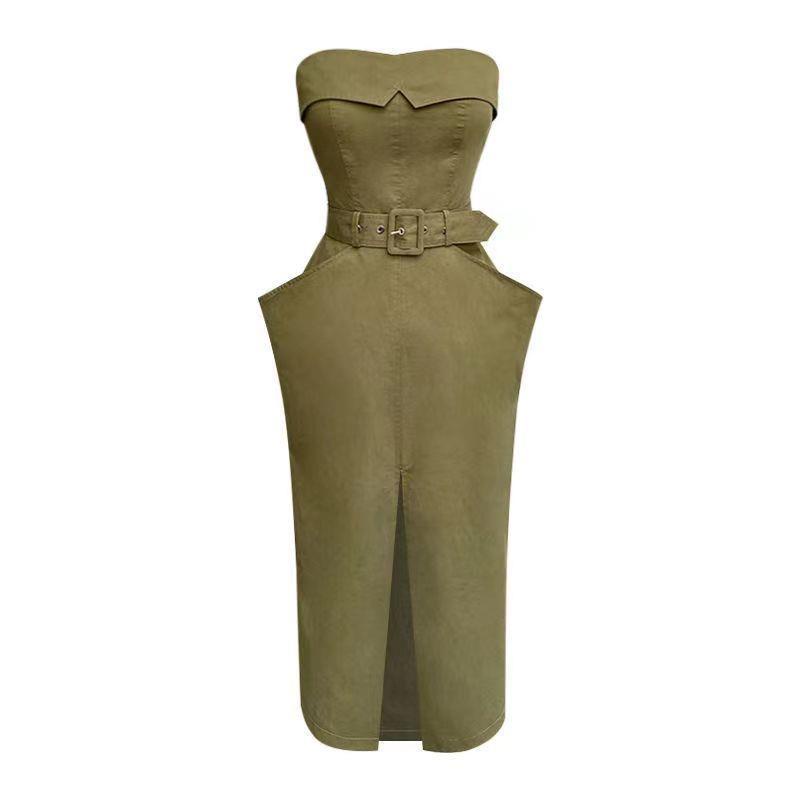 Doggyqin jue Set Đầm Ống Xẻ Tà Ôm Eo Phong Cách Retro Cho Cặp Đôi