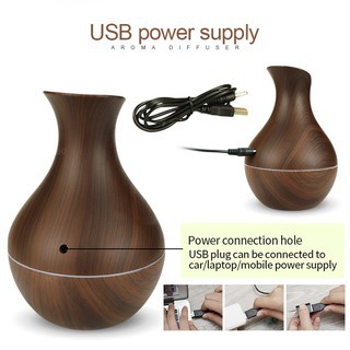 Máy khuếch tán tinh dầu mini vân gỗ cao cấp dùng cho gia đình - Máy phun sương tạo ẩm, lọc không khí dùng được trên ô tô