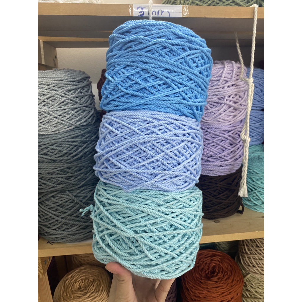 1kg  dây thừng cotton macrame màu size 3mm/4mm/5mm
