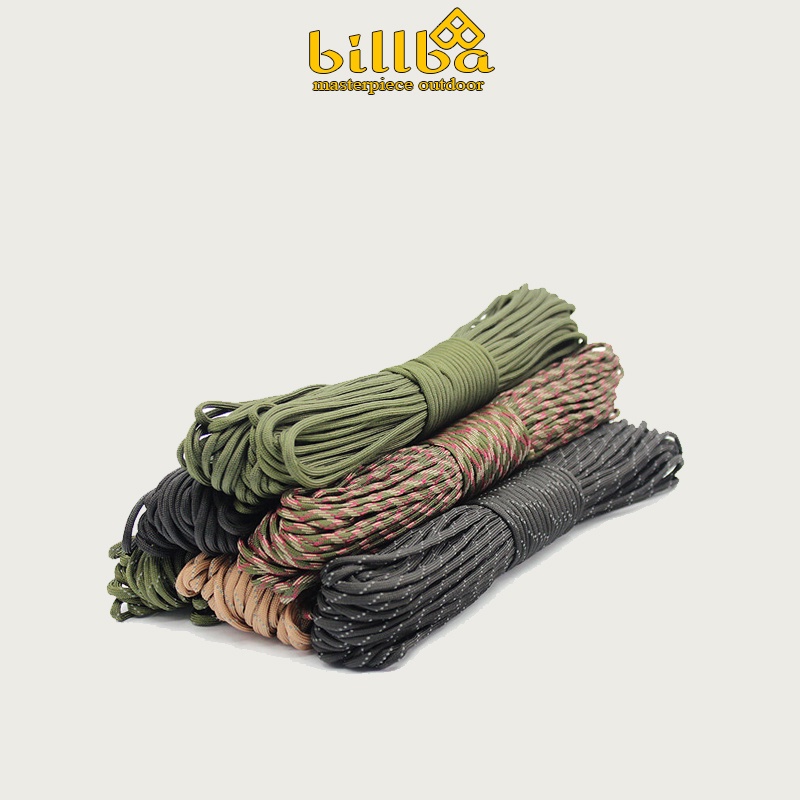 Dây dù 7 lõi 4mm dài 30m. Dây Paracord 7 lõi sinh tồn tiện lợi dành cho cắm trại dã ngoại - Billba Outdoors