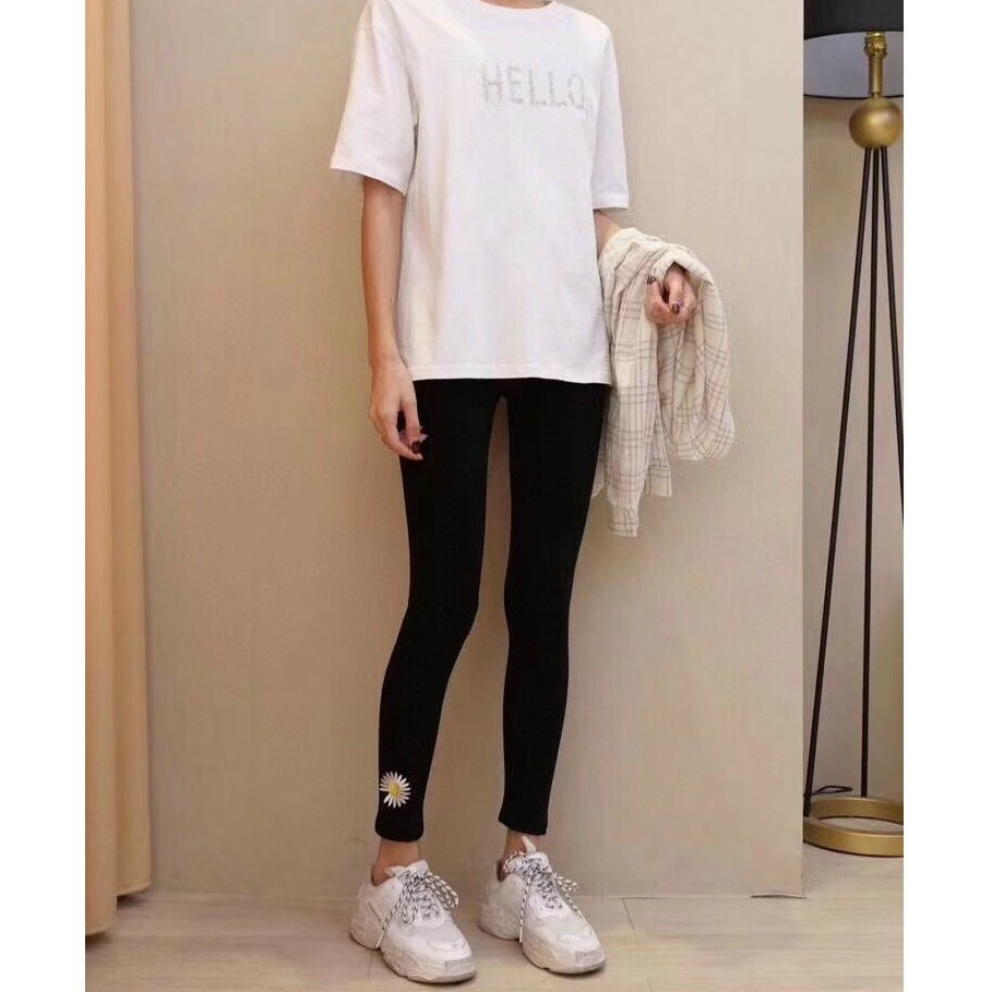 Sỉ Quần Legging Giữ Nhiệt, quần len tăm Thêu Hoa Cúc | BigBuy360 - bigbuy360.vn