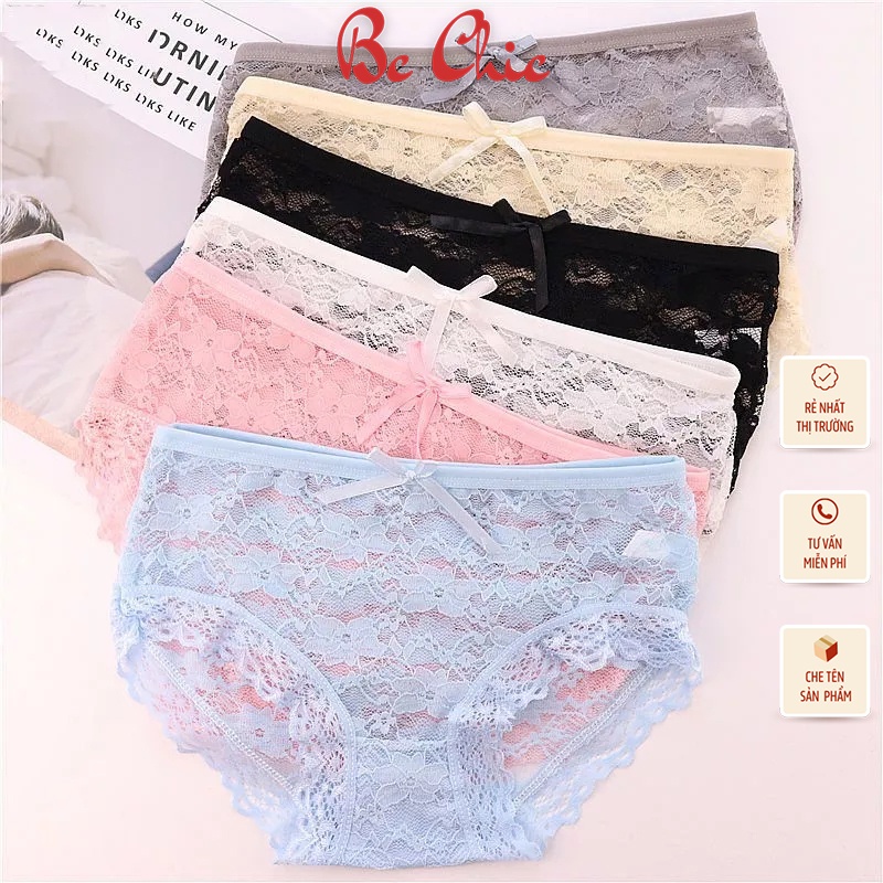 ❤ SET 10 QUẦN LÓT REN ĐÍNH NƠ QL3 DỄ THƯƠNG QUYẾN RŨ BC_CHIC LINGERIE