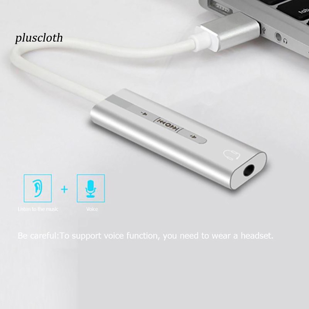 Card âm thanh ngoài 2 trong 1 chuyển đổi cổng USB sang cổng 3.5mm 7.1 dành cho tai nghe/ micro