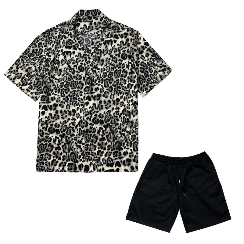 Áo sơ mi cộc tay unisex form rộng họa tiết BÁO XÁM MỚI cho nam nữ | DUYHI | Ảnh thật