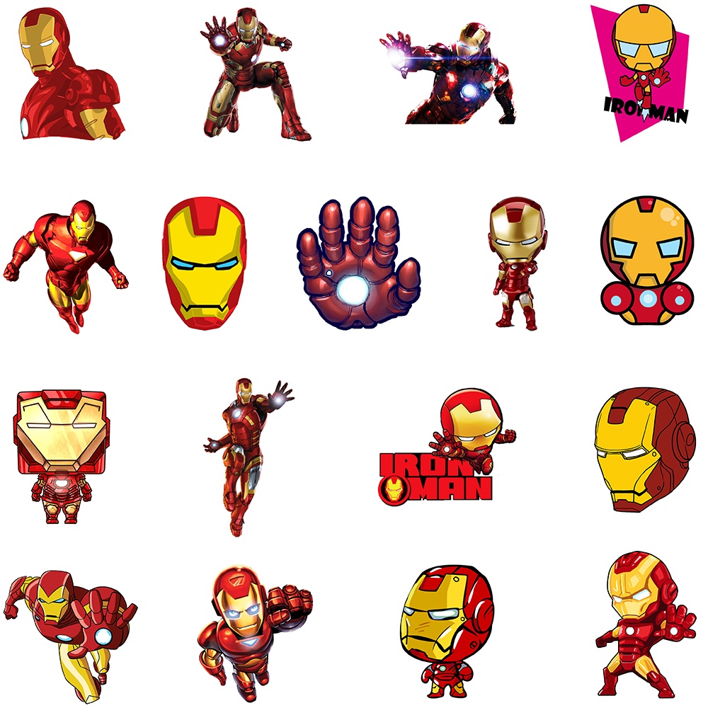 Bộ 10/35 Sticker Hoạt Hình Siêu Anh Hùng Ironman Trang Trí
