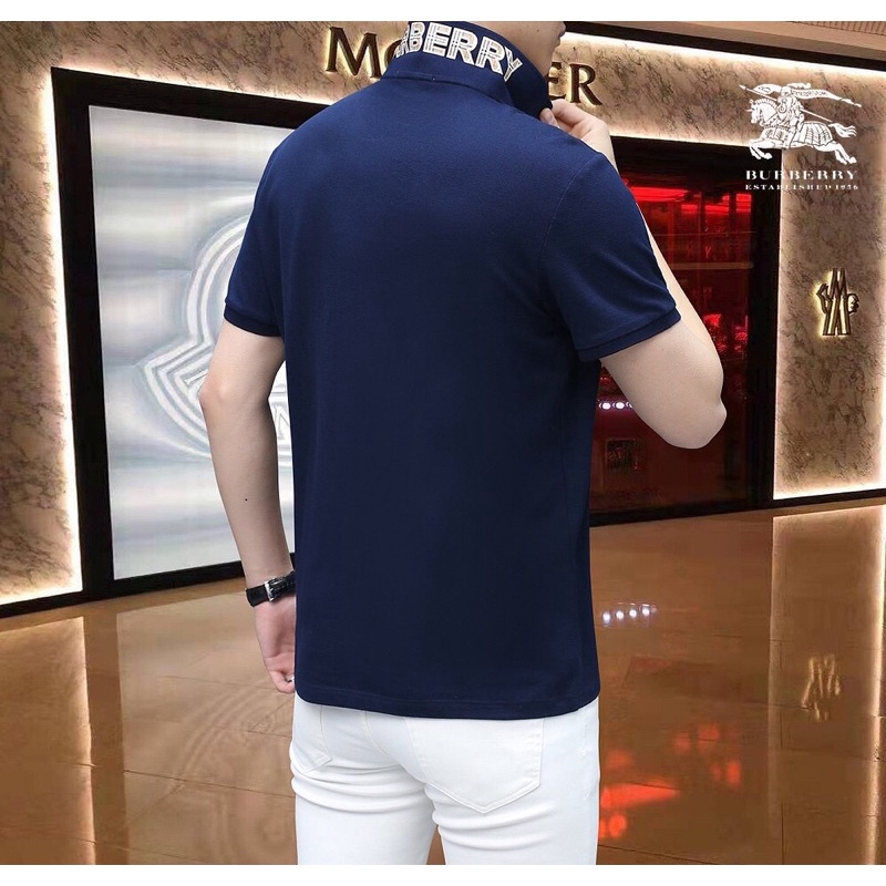 Áo polo nam ngắn tay cao cấp logo  thương hiệu Burberry màu trơn mẫu mới trẻ trung