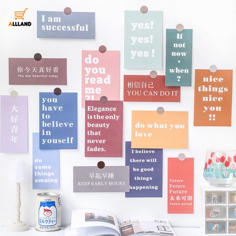 Set 15 Miếng Dán Trang Trí Tường Thẻ Chữ Phong Cách Bắc Âu Đơn Giản