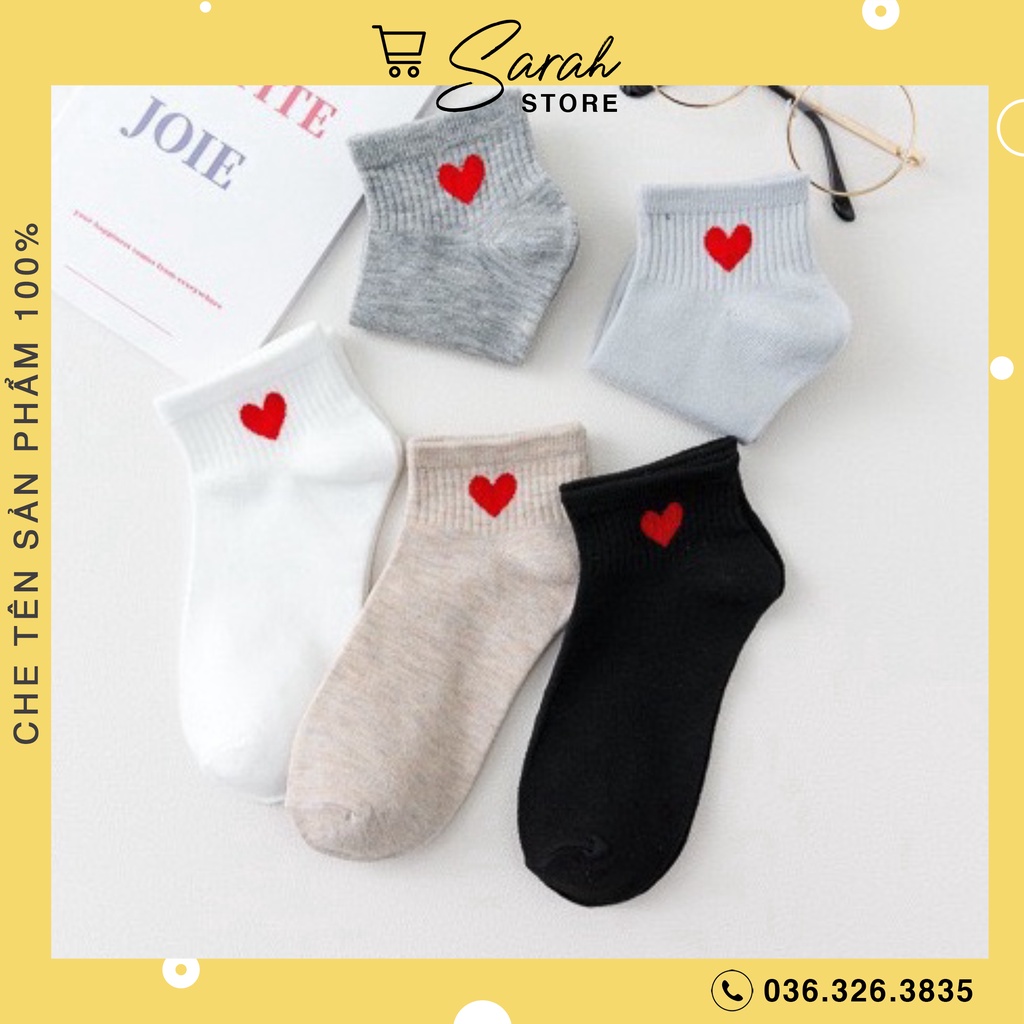 Set 10 Đôi Tất Cổ Ngắn Hoạ Tiết Trái Tim
