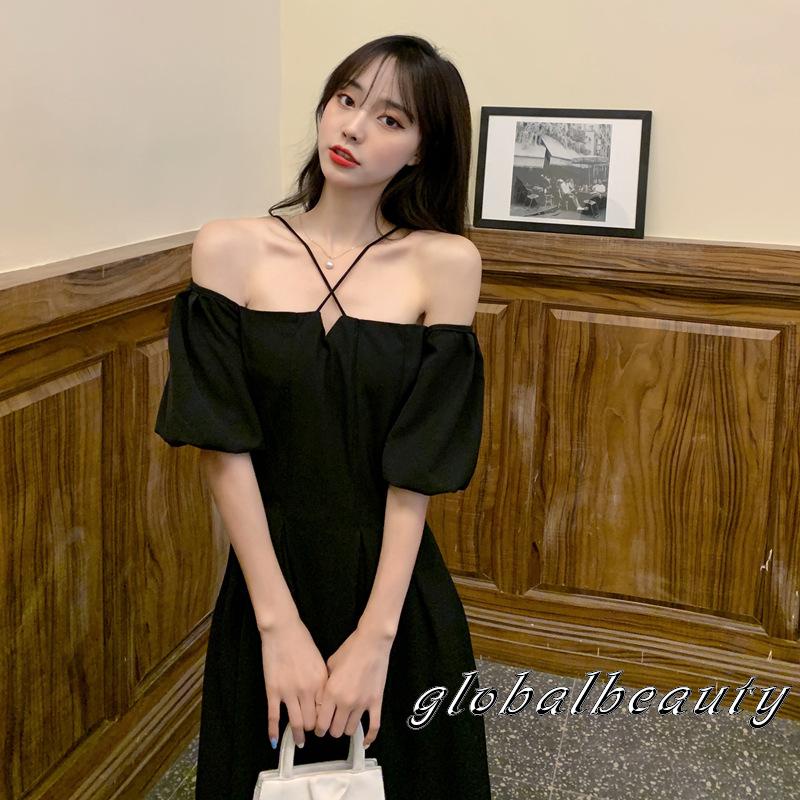 Đầm Midi Tay Ngắn Trễ Vai Thời Trang Mùa Hè Cho Nữ