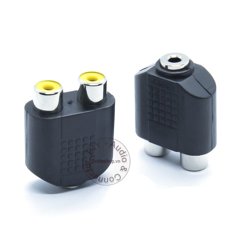 Đầu đổi 3.5 sang 2 AV cái R+L 1 chiếc - 3.5mm female to 2 RCA female adapter