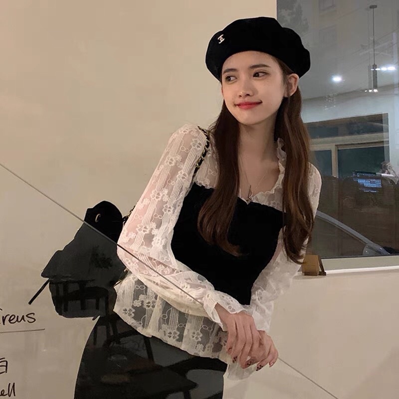 Áo ren tay bèo mix cùng áo len cực tiểu thư sang chảnh ❤️