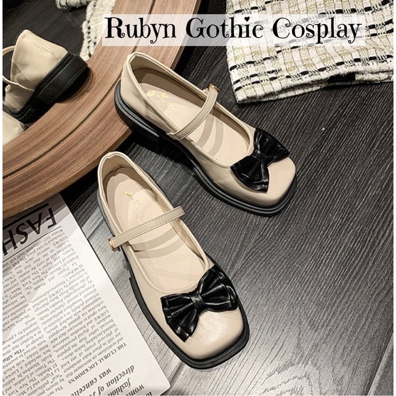 [Sẵn] ✨ Giày Lolita Retro Đính Nơ Tiểu Thư xinh xắn ( đen, trắng) size 35-40