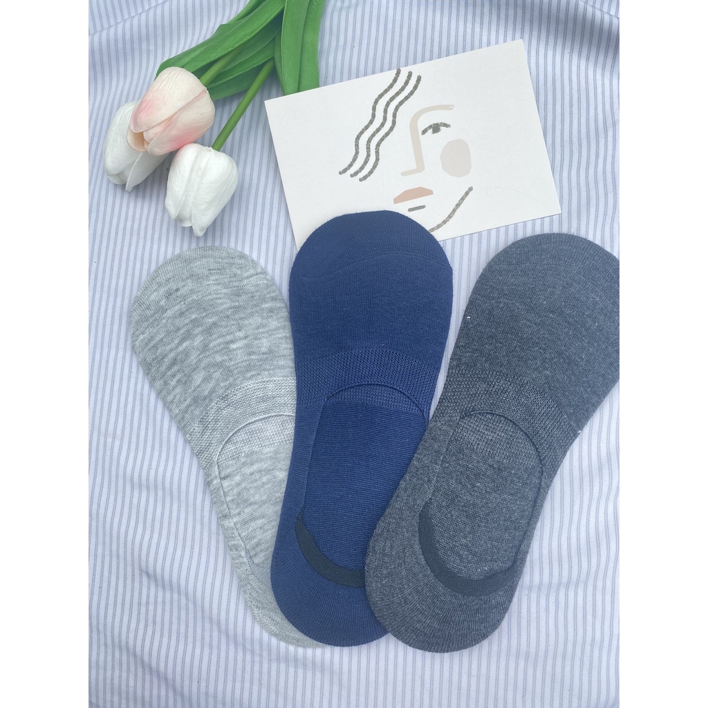 Set 3 tất lười nam cổ ngắn Muzinu vớ nam có đệm gót chống tuột cao cấp TN227