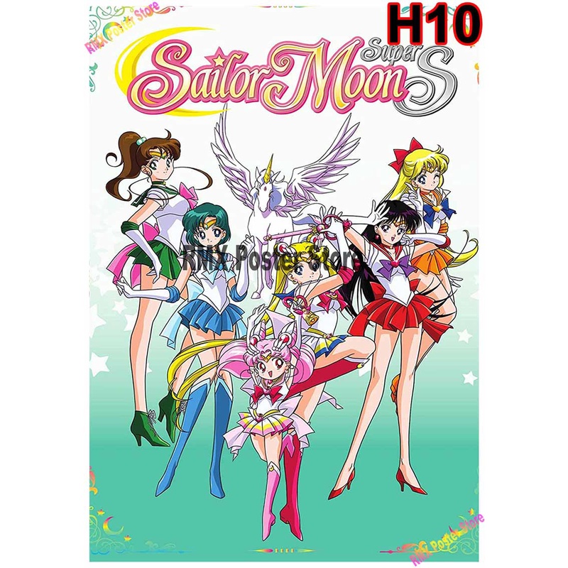 Poster Phim Hoạt Hình Thủy Thủ Mặt Trăng Tráng Giấy Màu Trắng Trang Trí Nhà Cửa / Quán bar