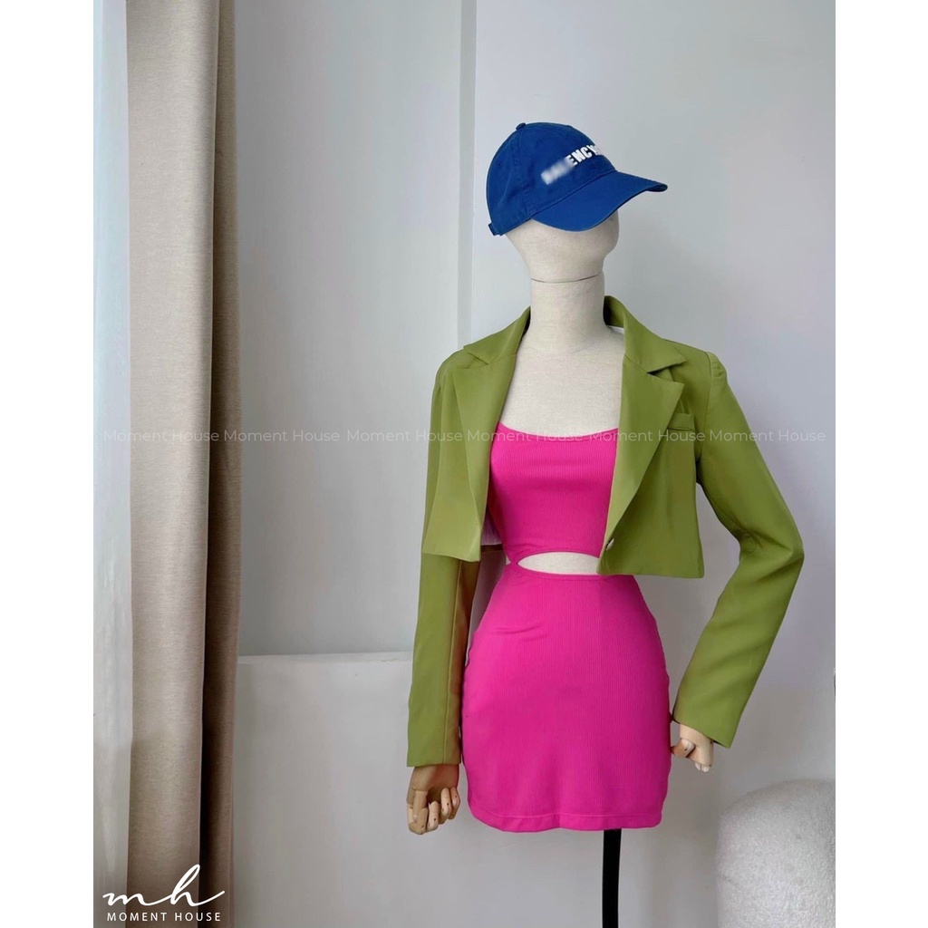 Blazer khoác lửng trendy, hàng thiết kế may 2 lớp có đệm cầu vai, che bắp tay cực tốt, dễ phối đồ, freesize dưới 54kg | BigBuy360 - bigbuy360.vn