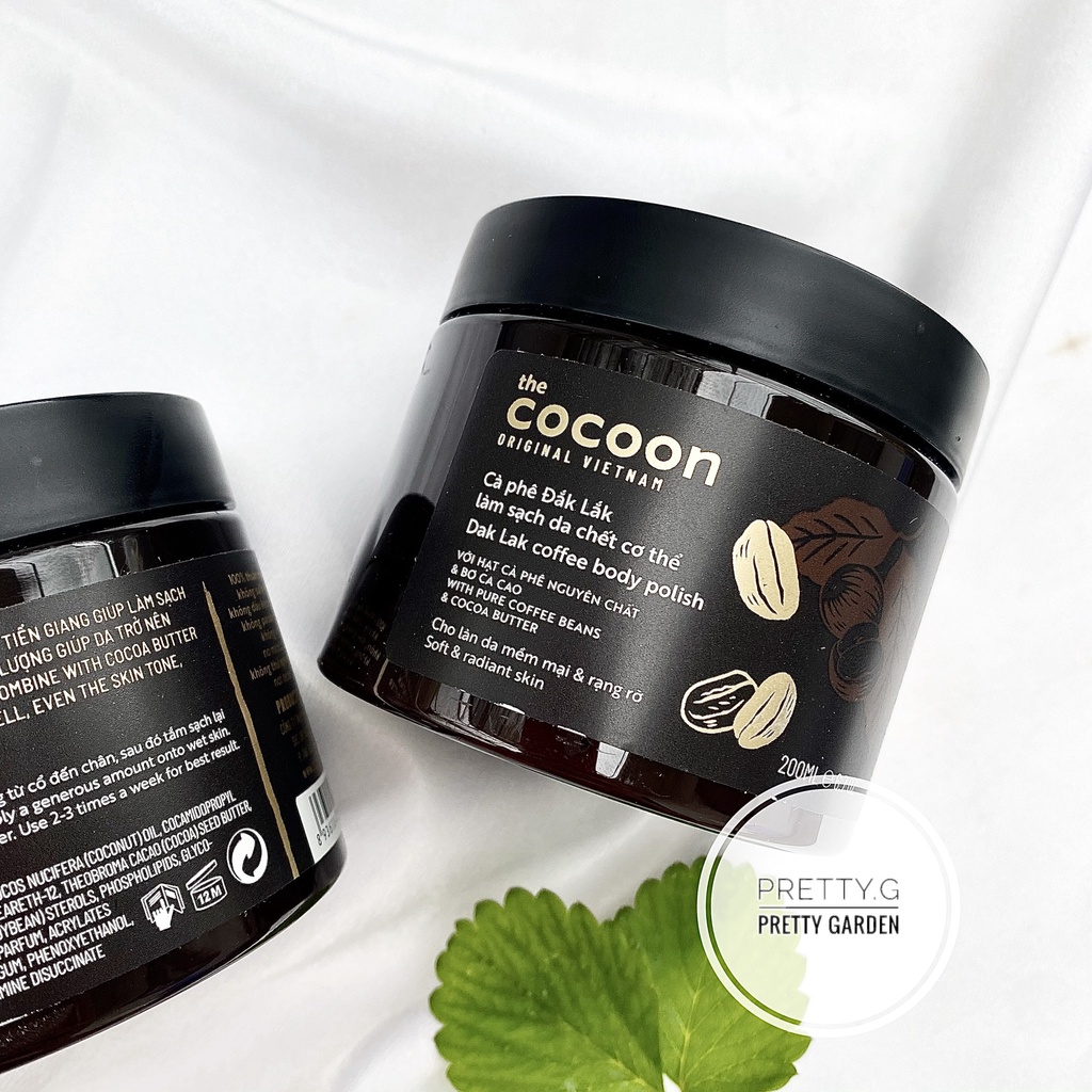 Tẩy Tế Bào Chết Body Cocoon 200ml - Tẩy Da Chết Body Cocoon Từ Hạt Cafe Đăk Lăk Và Bơ Cacao giúp da mịn màng, trắng sáng