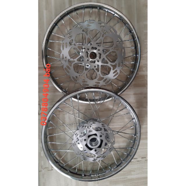 Bánh căm RAIDER SATRIA niềng union căm đùm mạ crom kèm 2 đĩa rút căm sẵn gắn như zin