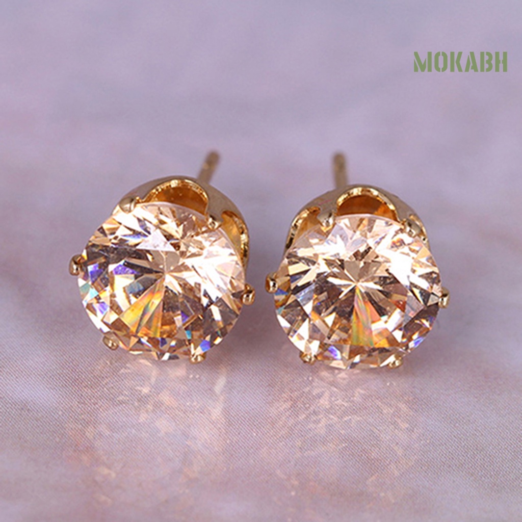 [Thời Trang] Bông Tai Đính Đá Zircon Hình Tròn Thanh Lịch Dễ Phối Đồ