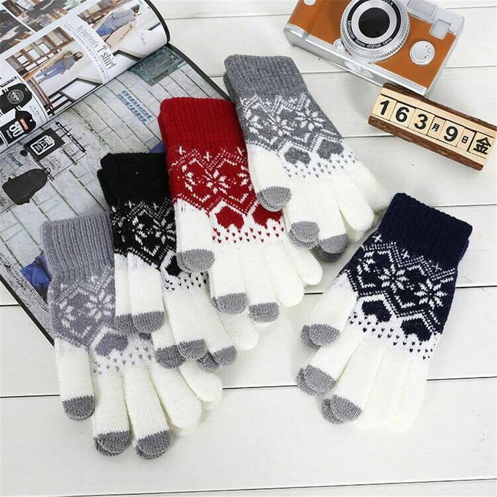 Găng Tay Dệt Kim Dày Dặn Co Giãn Có Thể Sử Dụng Màn Hình Cảm