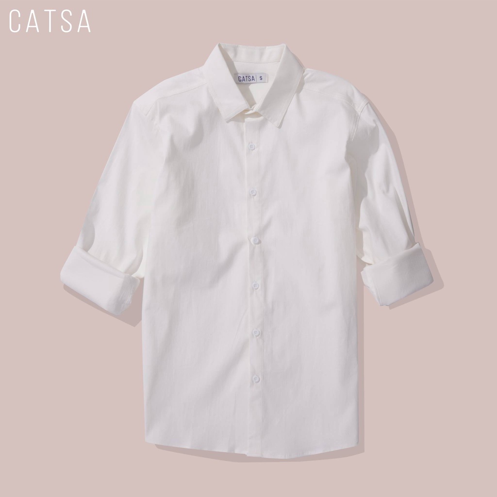 Áo sơ mi trắng tay dài CATSA , shirt slimfit ôm nhẹ, lên form chuẩn lịch lãm ASC287
