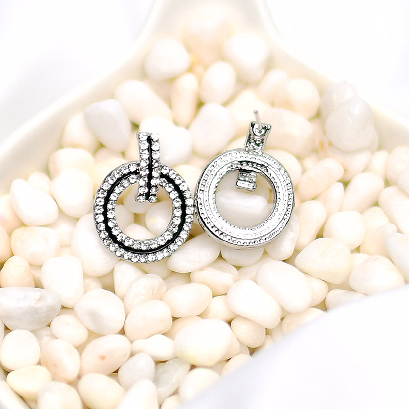 XiaoboACC Khuyên Tai Kim Bạc 925 Đính Kim Cương Nhân Tạo Kiểu Tròn Thời Trang Hàn Quốc Cho Nữ