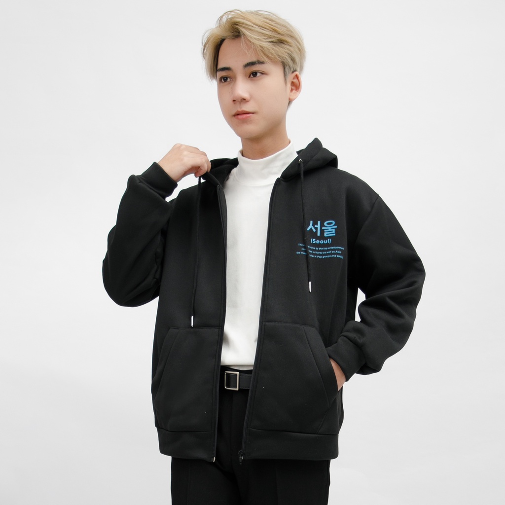 Áo Khoác Hoodie Zip Nam MANDO 2 Màu Form Rộng Chất Nỉ Bông Cao Cấp Basic Unisex Thể Thao Hàn Quốc Có Mũ NDN090