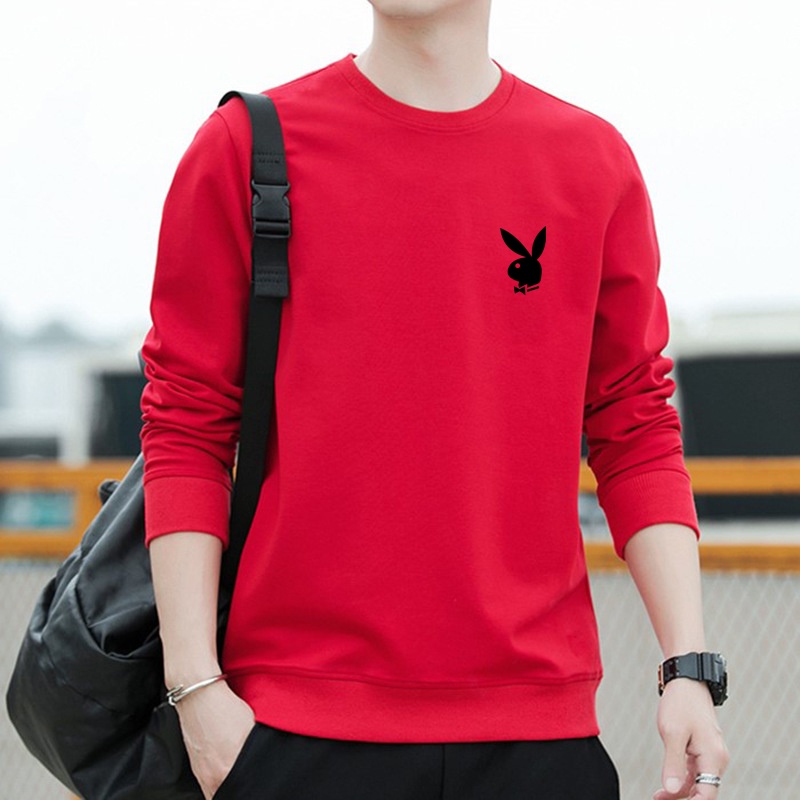 Men Plain Sweatershirt Long Sleeve Round Collar Street Oversize Hoodies Sweater