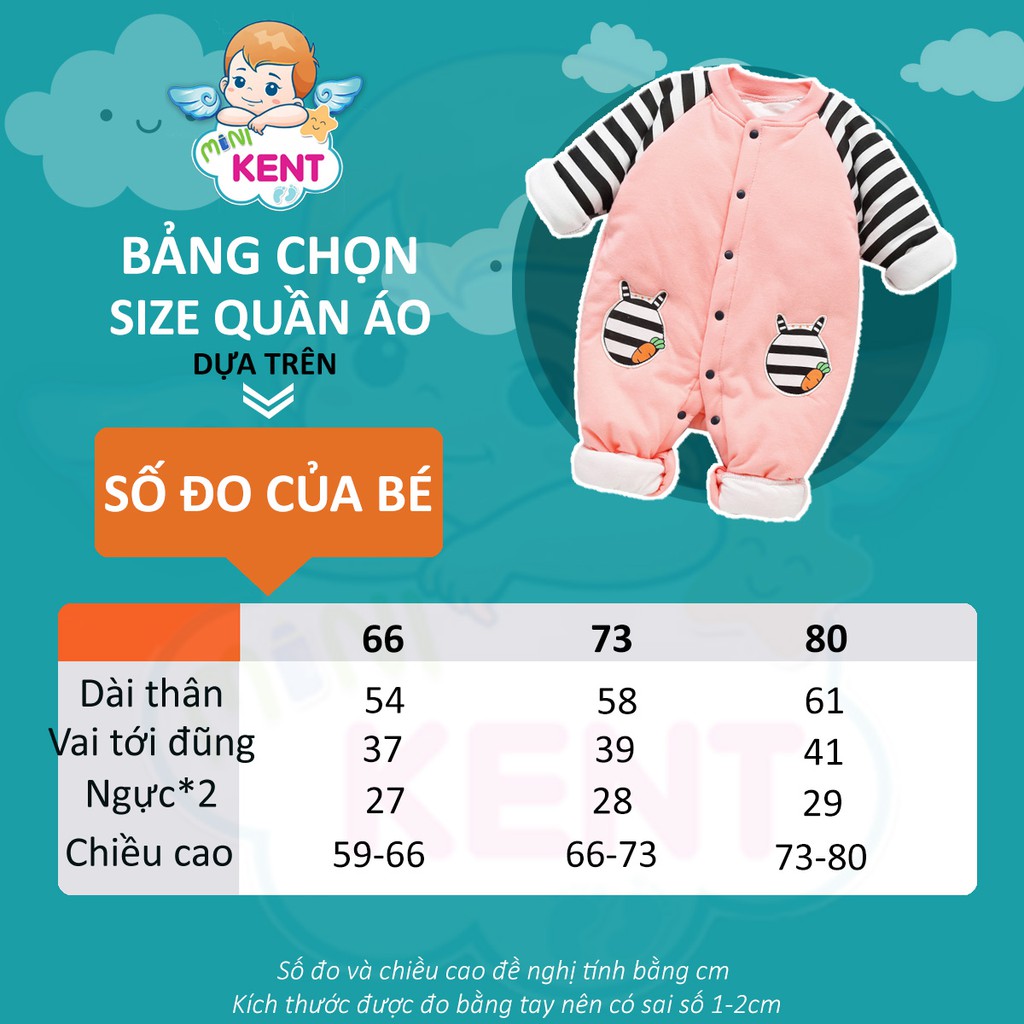 Body đại hàn cotton 3 lớp lót bông ấm cho bé