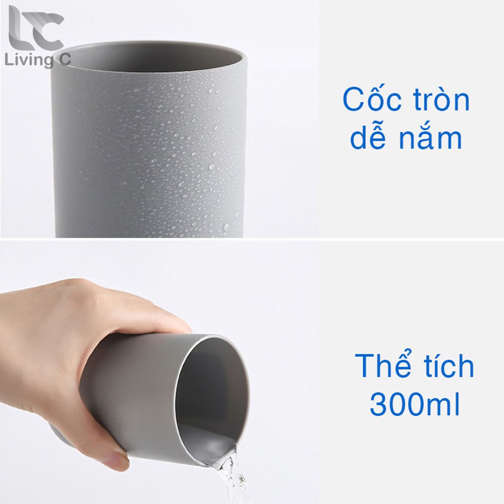 Móc treo bàn chải đánh răng Living C, móc treo cắm bàn chải đánh răng dán tường tặng kèm cốc xinh _M36