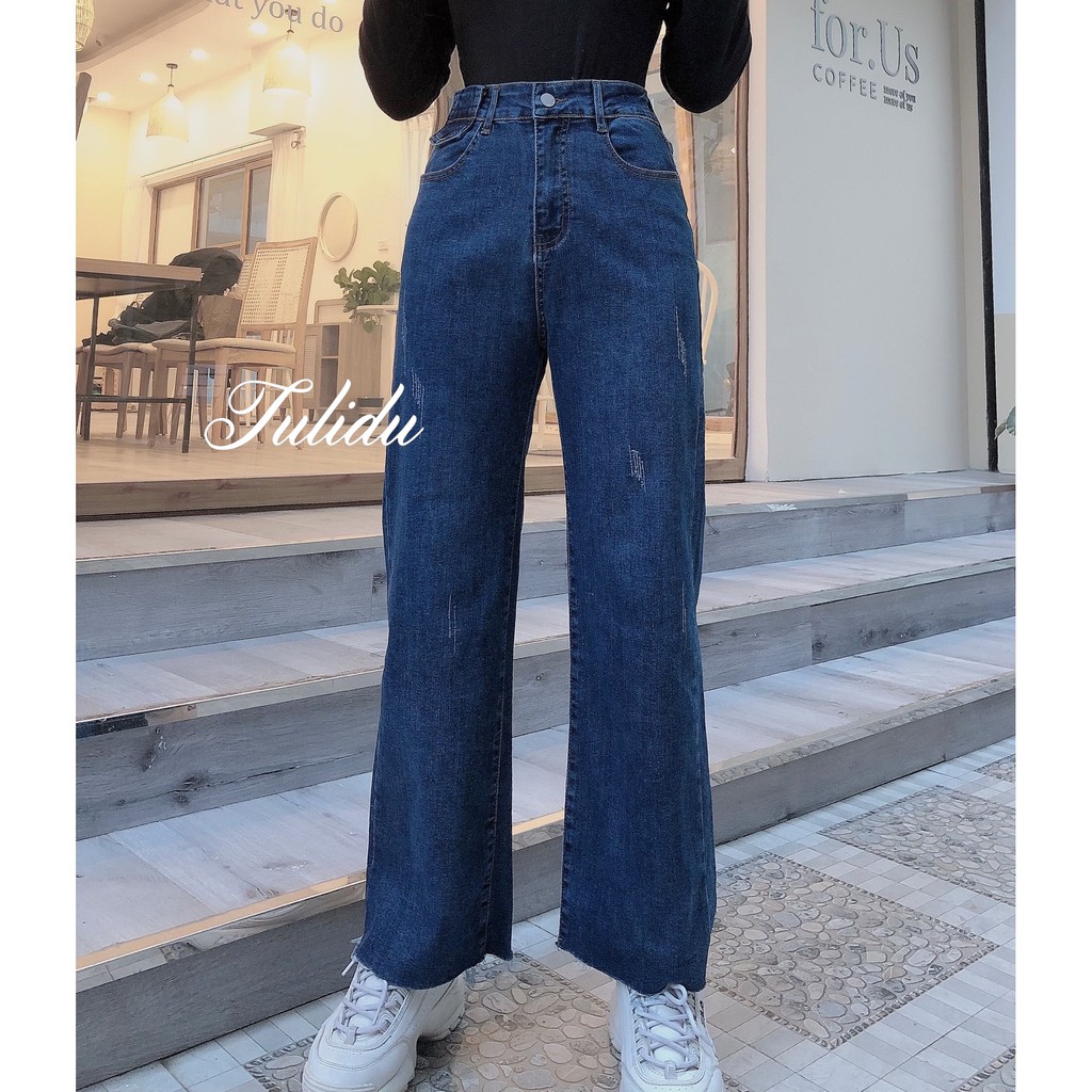 Quần Jean Ống Rộng "Uri Jeans" Tulidu, Ống Đứng Rộng Chất Co Giãn Vải Cotton Jeans Cao Cấp [S90] | BigBuy360 - bigbuy360.vn