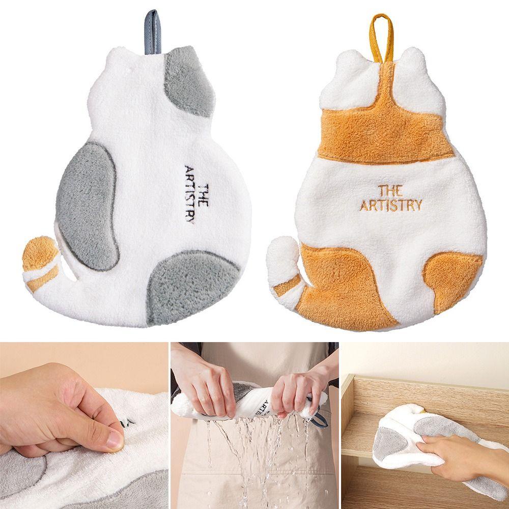 Khăn Lau Tay Sợi Siêu Nhỏ Hình Mèo Hoạt Hình Dễ Thương