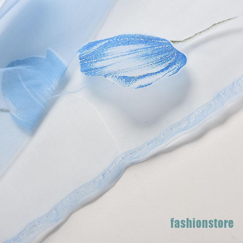rèm cửa sổ Vải Tuyn Họa Tiết Hoa Tulip Thời Trang