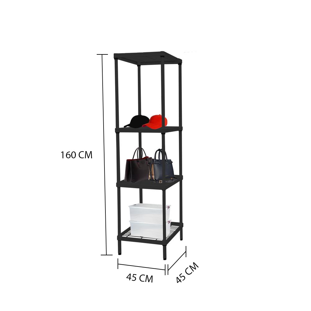HomeBase FURDINI Kệ 4 tầng bằng thép có thể điều chỉnh chiều cao tùy ý WIRELINNER Thái Lan W45xH160xD45cm màu đen