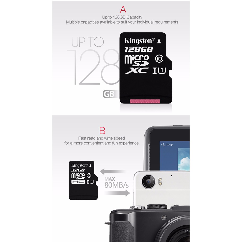 Thẻ nhớ 32G Kingston chính hãng, thẻ nhớ điện thoại chuẩn, thẻ nhớ camera