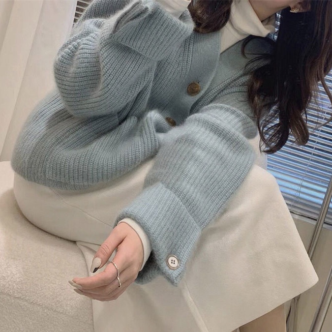 Áo Sweater Dệt Kim Phối Túi Lớn Kiểu Hàn Quốc Dễ Thương Cho Nữ