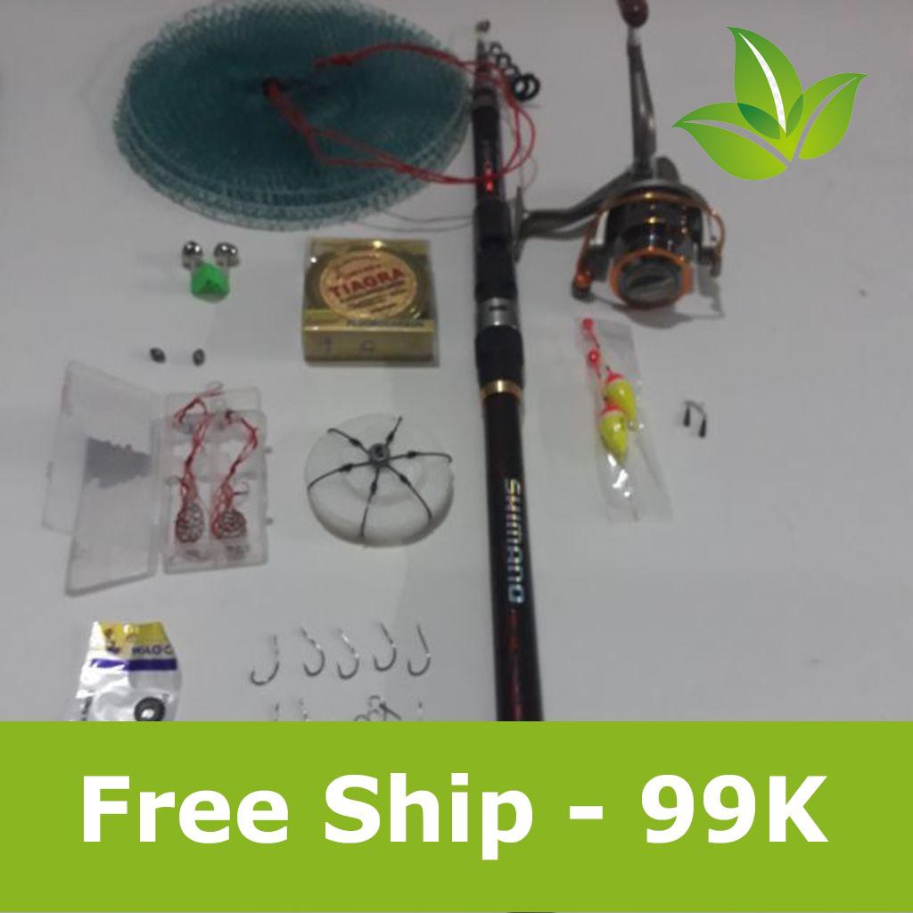 Bộ cần câu rút shimano 3m và máy yumoshi lc6000 kèm phụ kiện hàng chuẩn