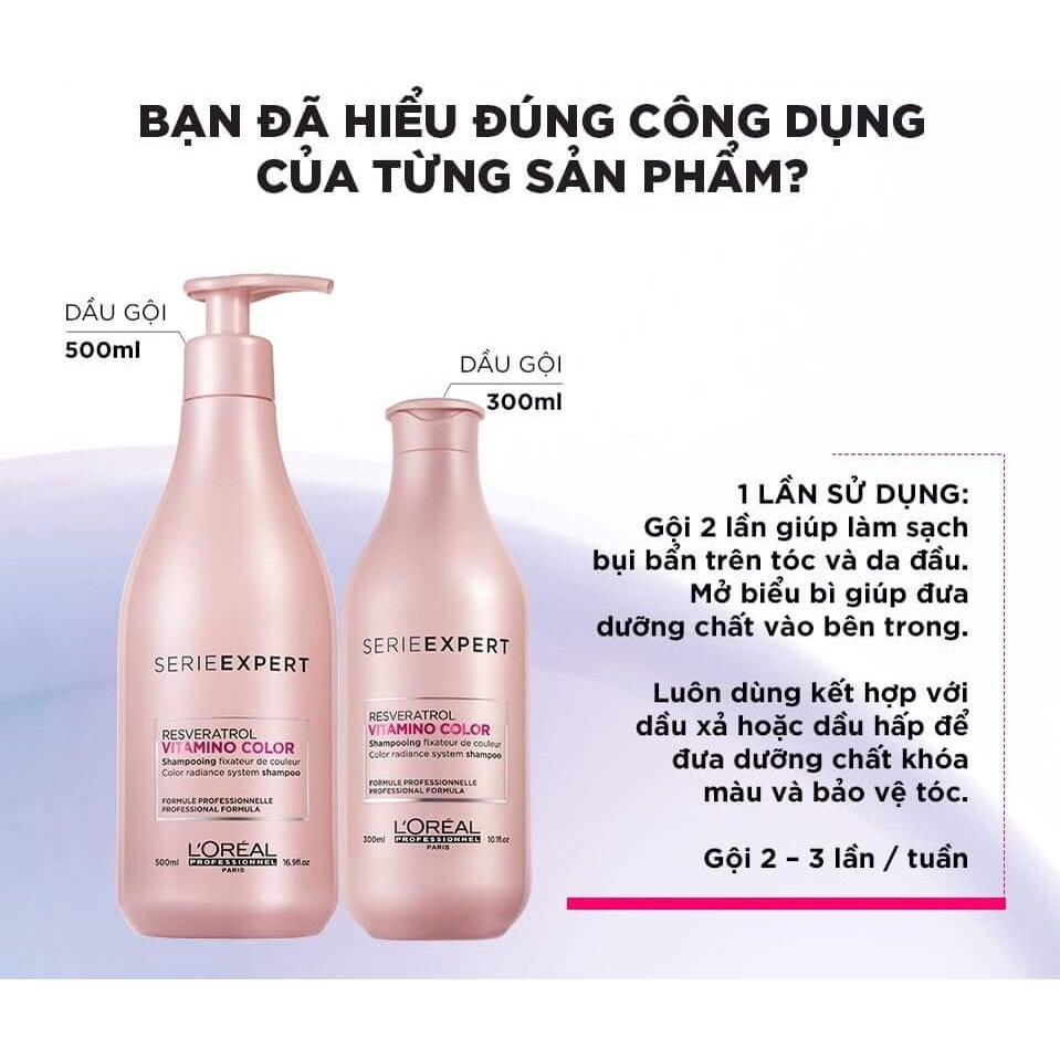 Dầu gội LOREAL dành cho tóc nhuộm VITAMINO COLOR 500ml-300ml