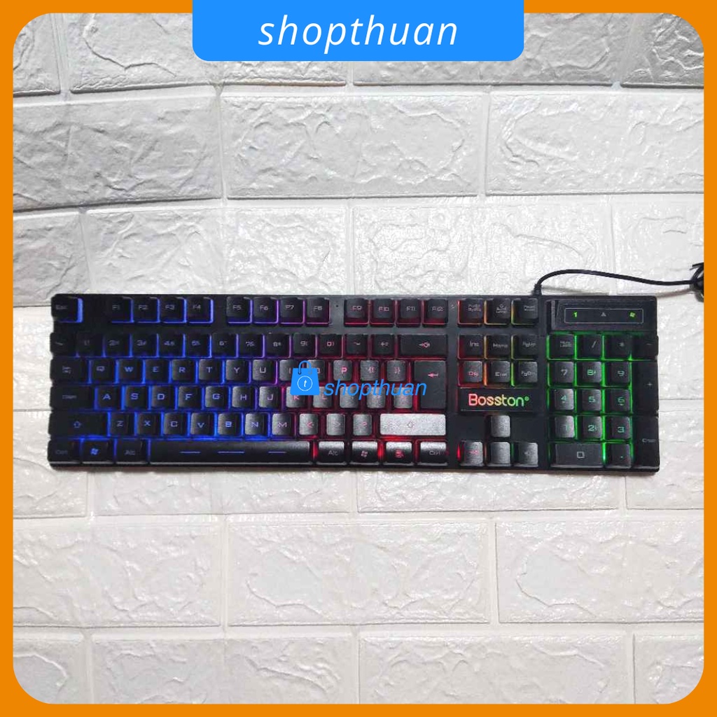 Bàn phím có dây Bosston 803 vsp có đèn LED nền và LED chữ 7 màu, USB có dây