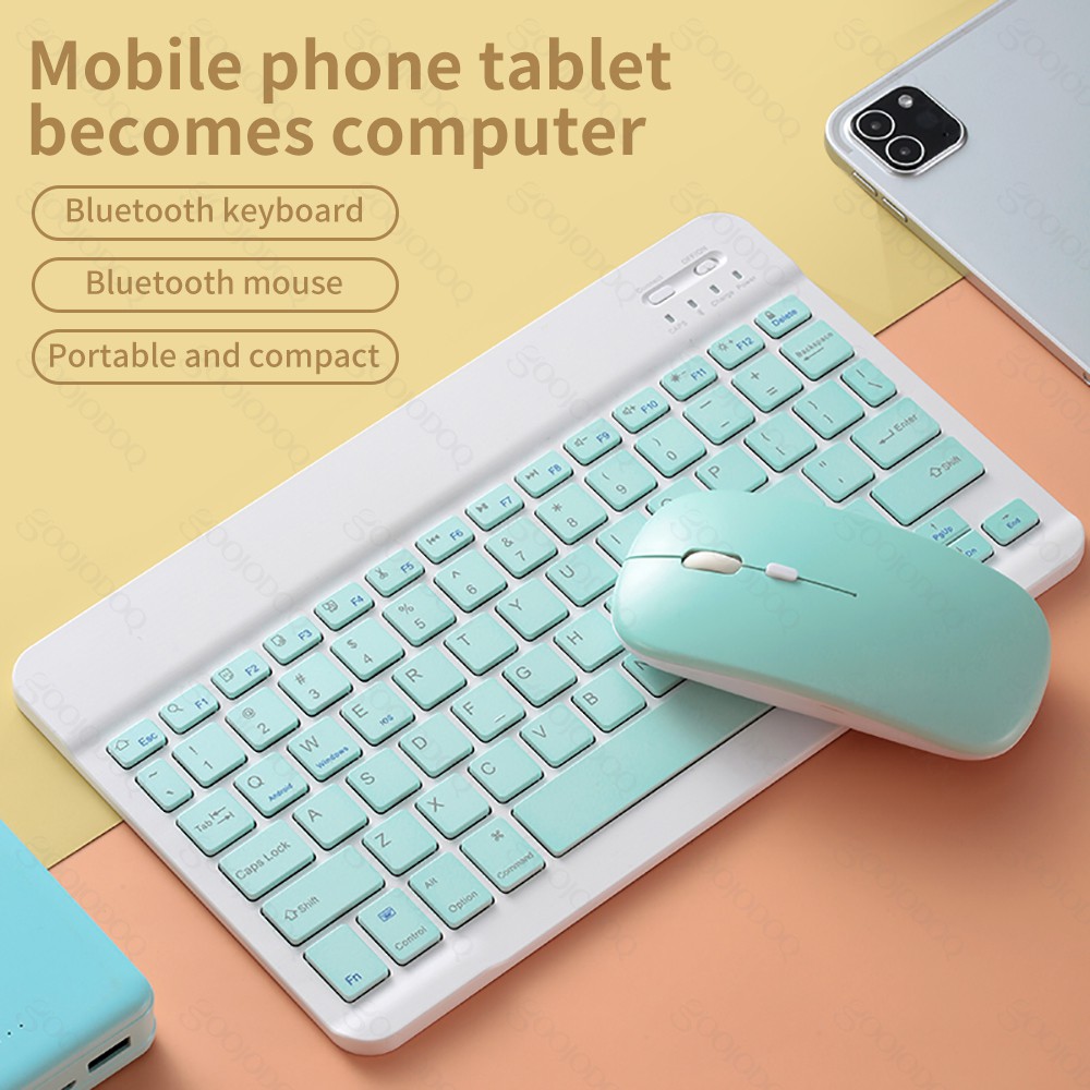 Bộ chuột và bàn phím bluetooth không dây màu bắt mắt chuyên dụng cho điện thoại/ipad 10 inch | BigBuy360 - bigbuy360.vn