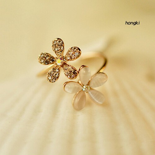 Nhẫn Hở Mặt Hình Hoa Cúc Đính Đá Thời Trang Cho Nữ