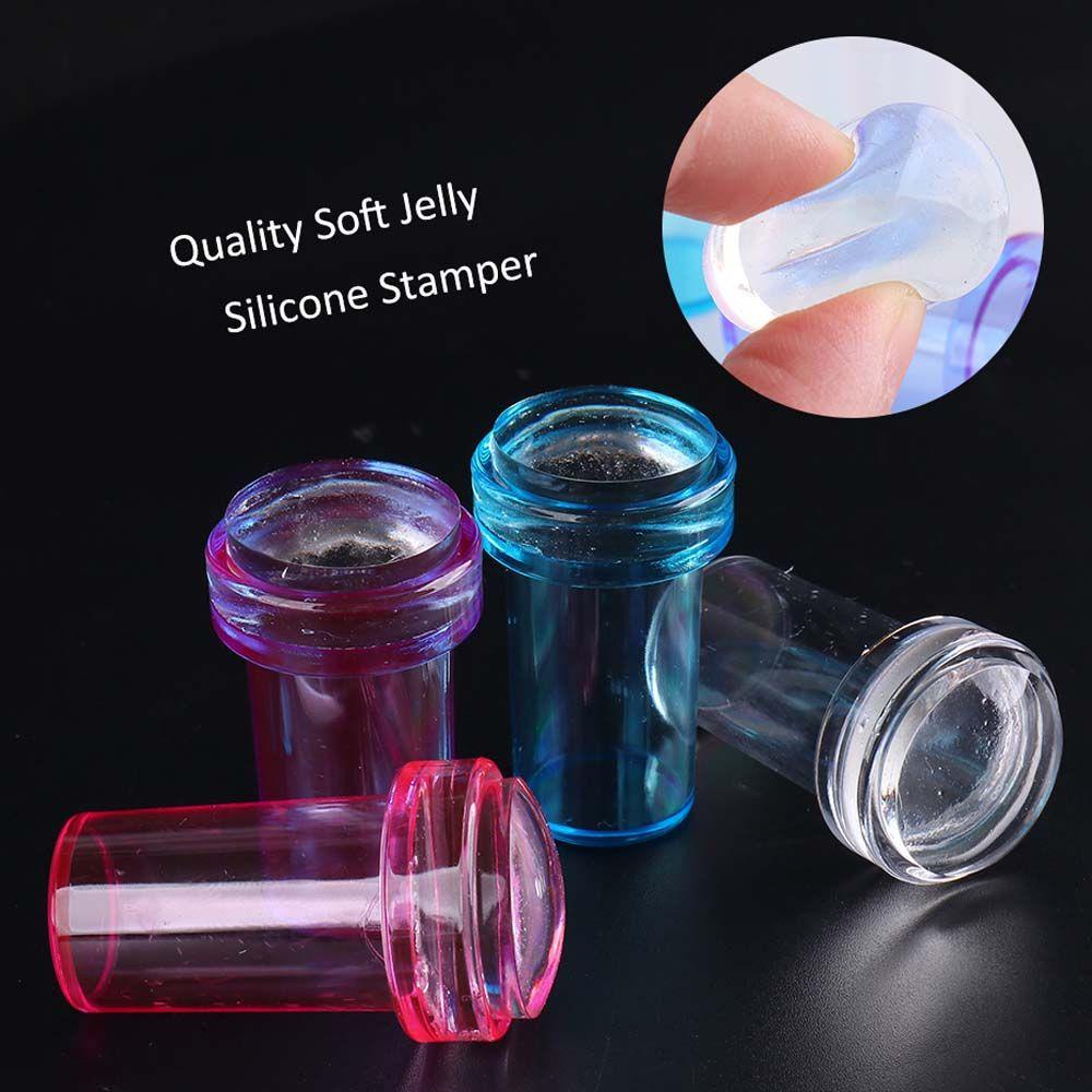 Bộ Con Dấu Silicone Trong Suốt Tái Sử Dụng Được Kèm Dụng Cụ Cạo Sơn Móng Tay