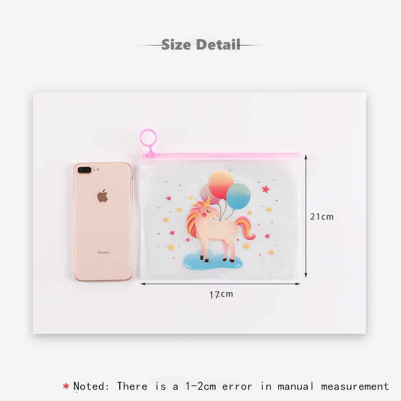 Túi đựng bút trong suốt in hình kỳ lân dễ thương