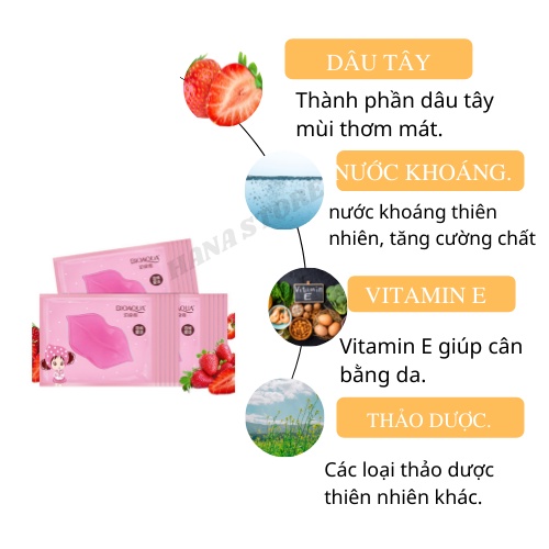 Mặt nạ dưỡng môi BIOAQUA giúp làm mềm dưỡng ẩm và giảm thâm cho môi  Mỹ Phẩm Hana 8g