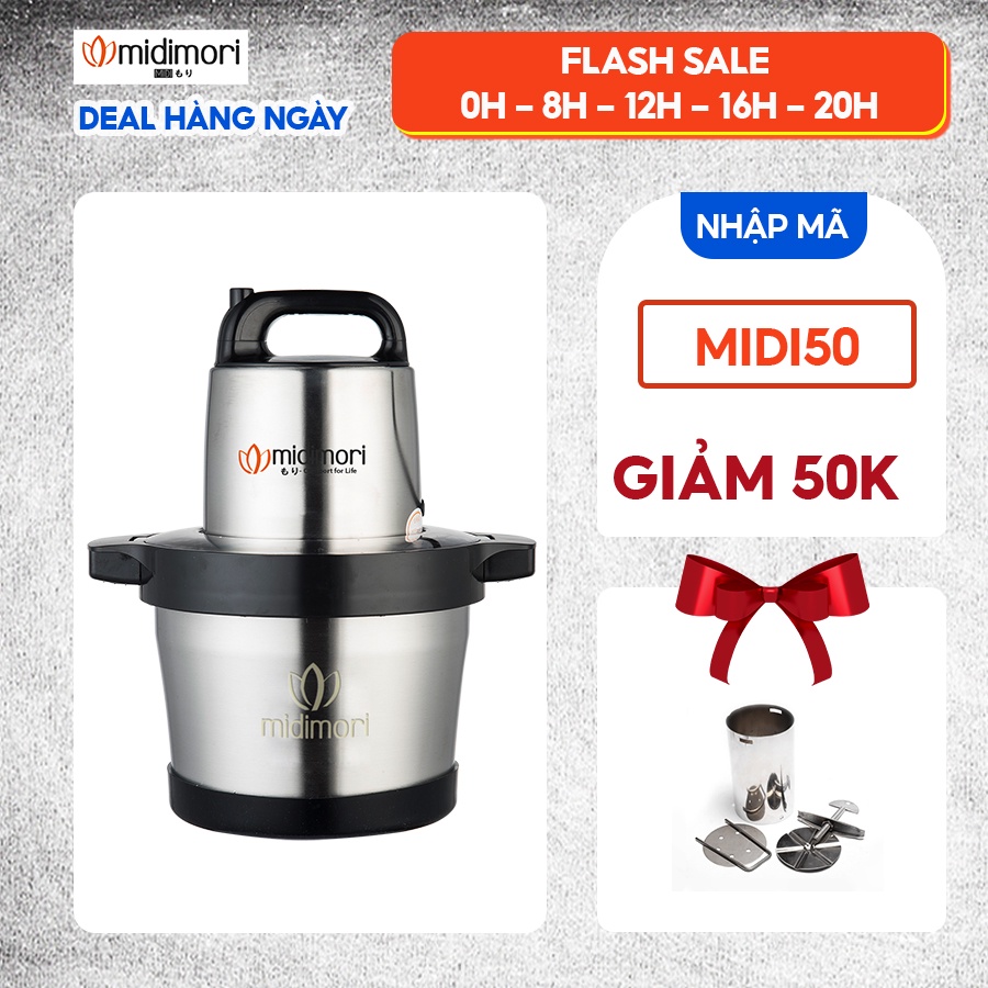 Máy xay thịt inox Midimori MDMR-1200 (1200W) tặng khuôn làm giò chả inox 1kg