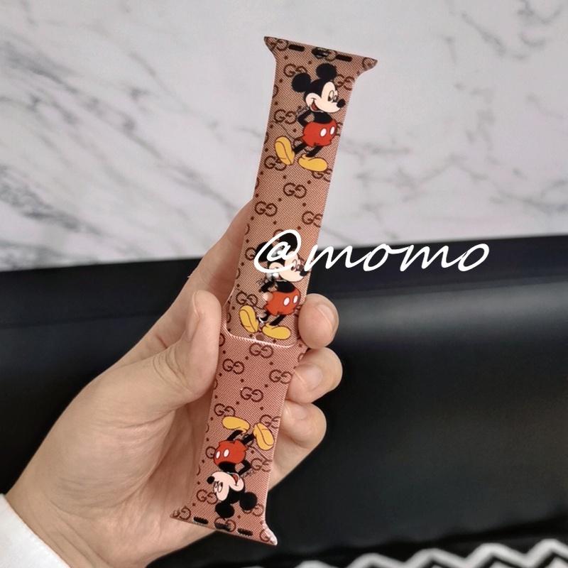 Dây Đeo Silicon Họa Tiết Hoạt Hình Có Mic Cho Đồng Hồ Thông Minh Apple Watch Series 7 2 3 4 5 6 Se