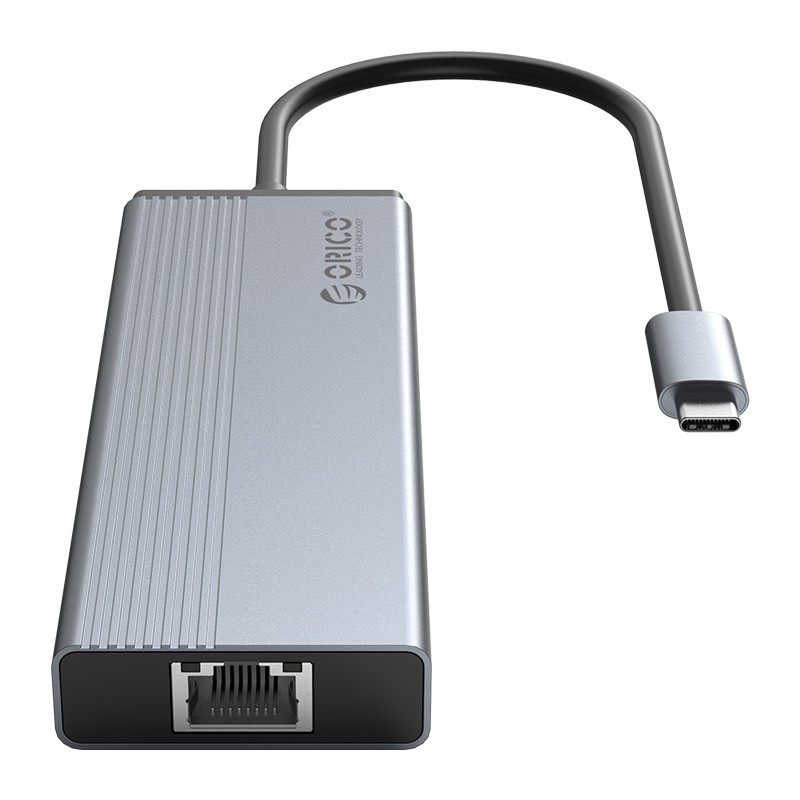 Hub USB Type-C 5 Cổng RJ45/ USB 3.0/PD ORICO 5SXRJ-GY - Hàng Chính Hãng