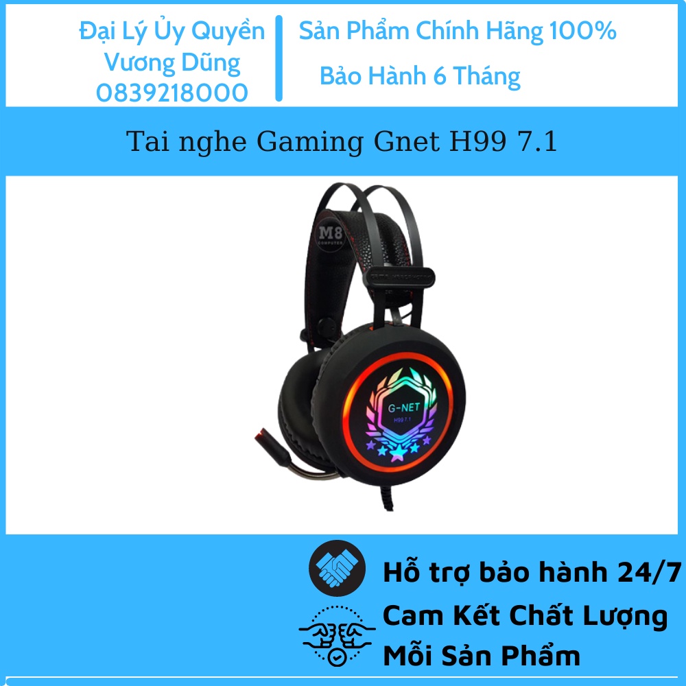 Tai nghe Gaming Gnet H99 7.1 - Cổng usb âm thanh 7.1 - Bass cực căng - Bảo hành 12 tháng - Lỗi 1 đổi 1