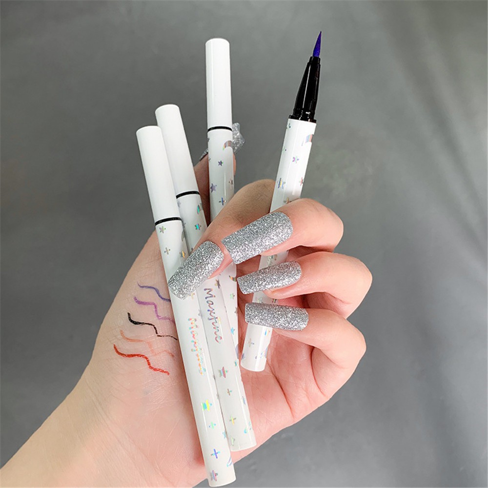 Cod In Stock New Maxfine Star-catching Eyeliner Vibrato Net Celebrity Hot Push Starry Sky Color Makeup Without Makeup Purple Light Brown Cheap Student Gifts